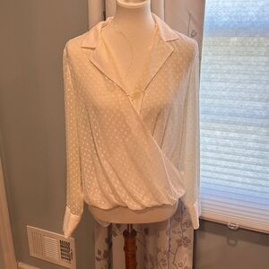 Bar III Ivory Textured Blouse